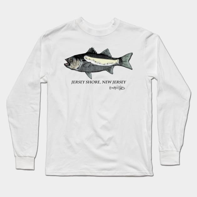 Jersey Shore Surf casting Long Sleeve T-Shirt by Hook Ink